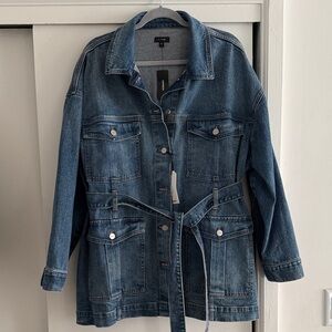 NWT Express Blue Denim Belted Chore Jacket